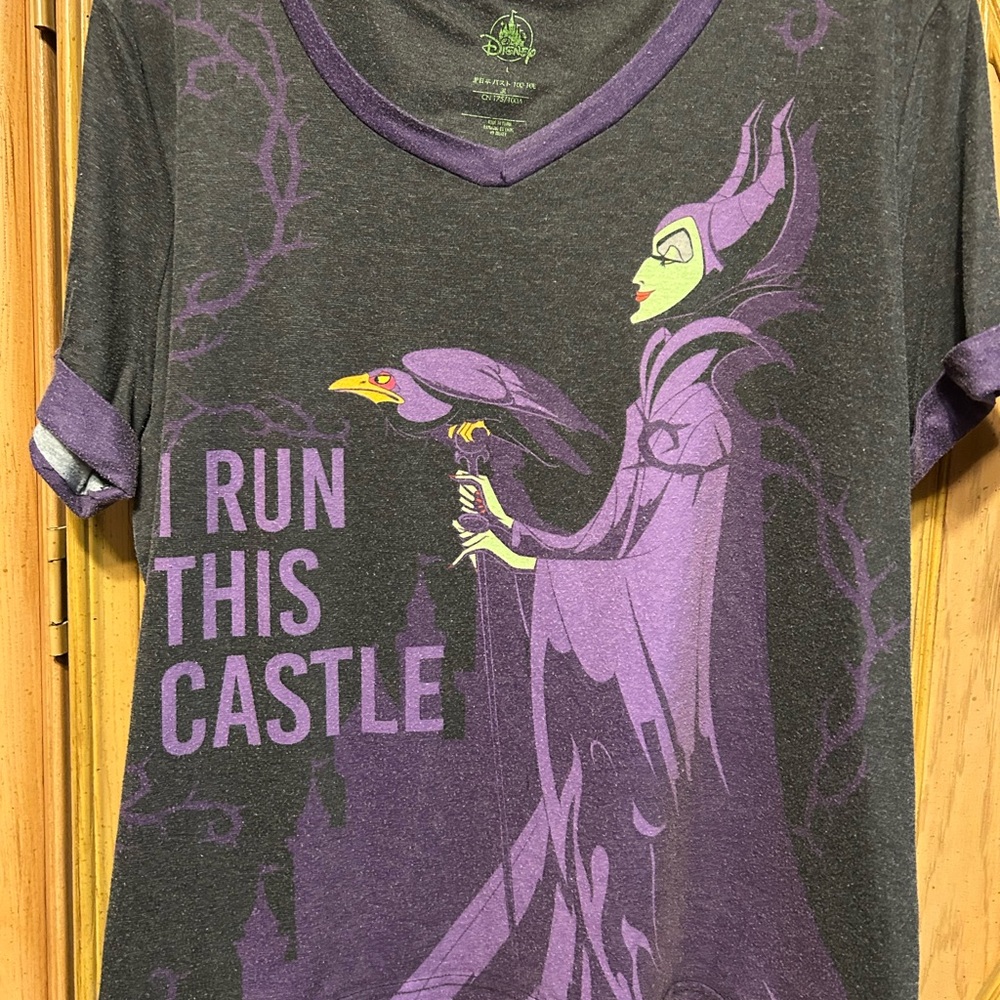 Purple Graphic Tee with Maleficent DesignSisney Sleepshirt/Shorts